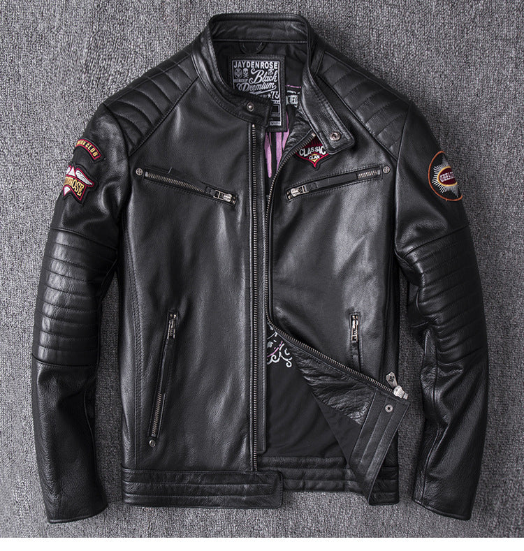 Men's Stand Collar Motorcycle Clothing Jacket Coat