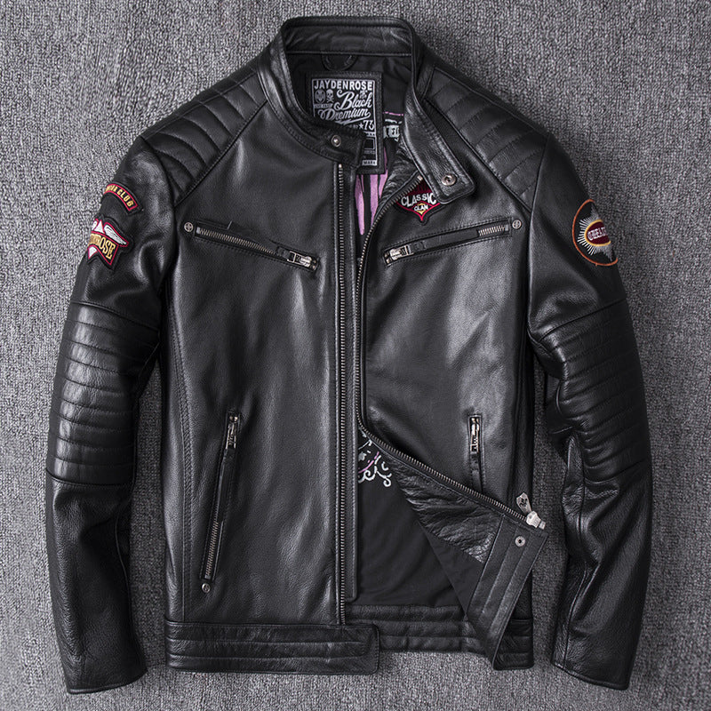 Men's Stand Collar Motorcycle Clothing Jacket Coat